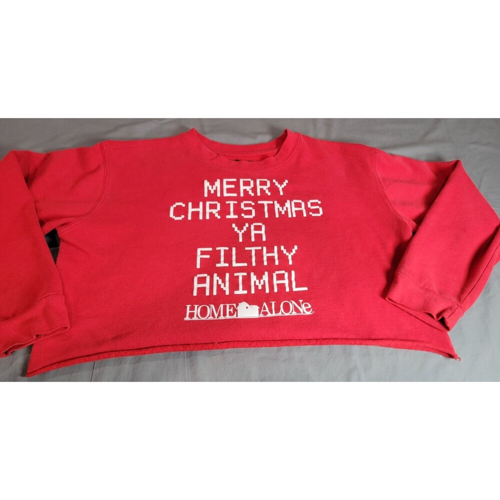 Home Alone “Merry Christmas Ya Filthy Animal” Red Cropped Sweatshirt XXL Women’s